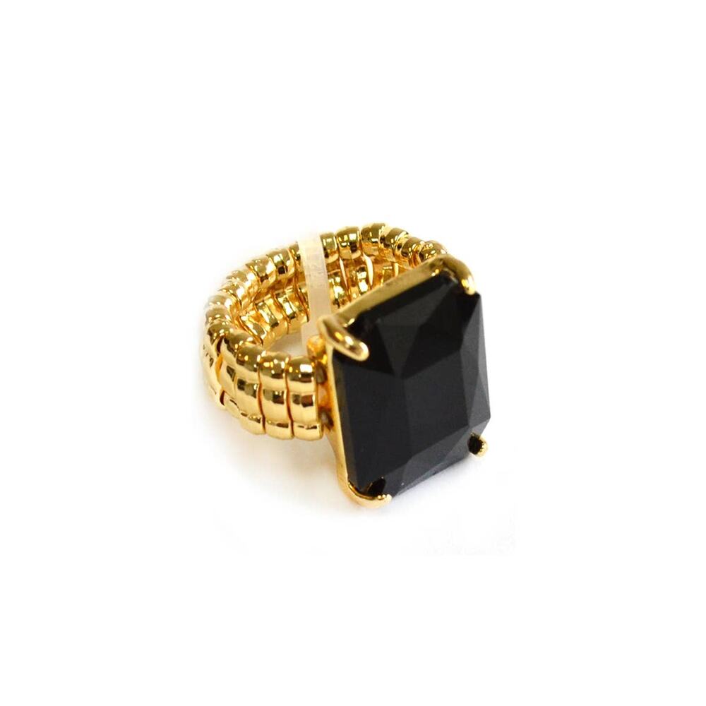 Dopamine Rectangular Glass Cocktail Stretch Adjustable Ring - Picture 9 of 16